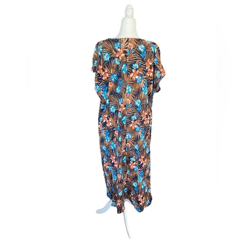 Lands' End Women's Crinkle Knit Short Sleeve High Low Midi Dress- 1x - Picture 3 of 11